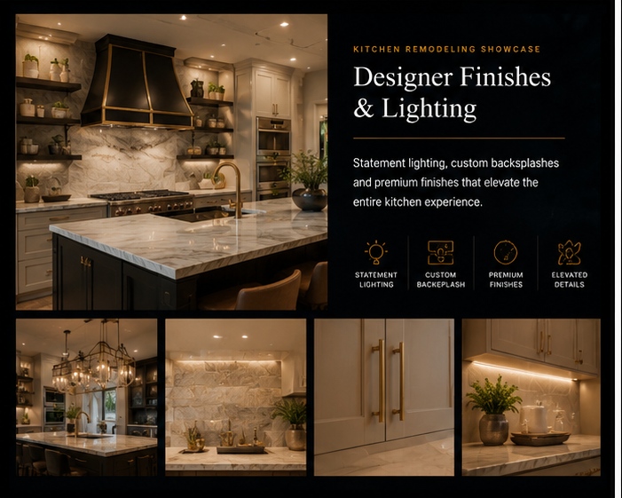 Designer finishes and lighting