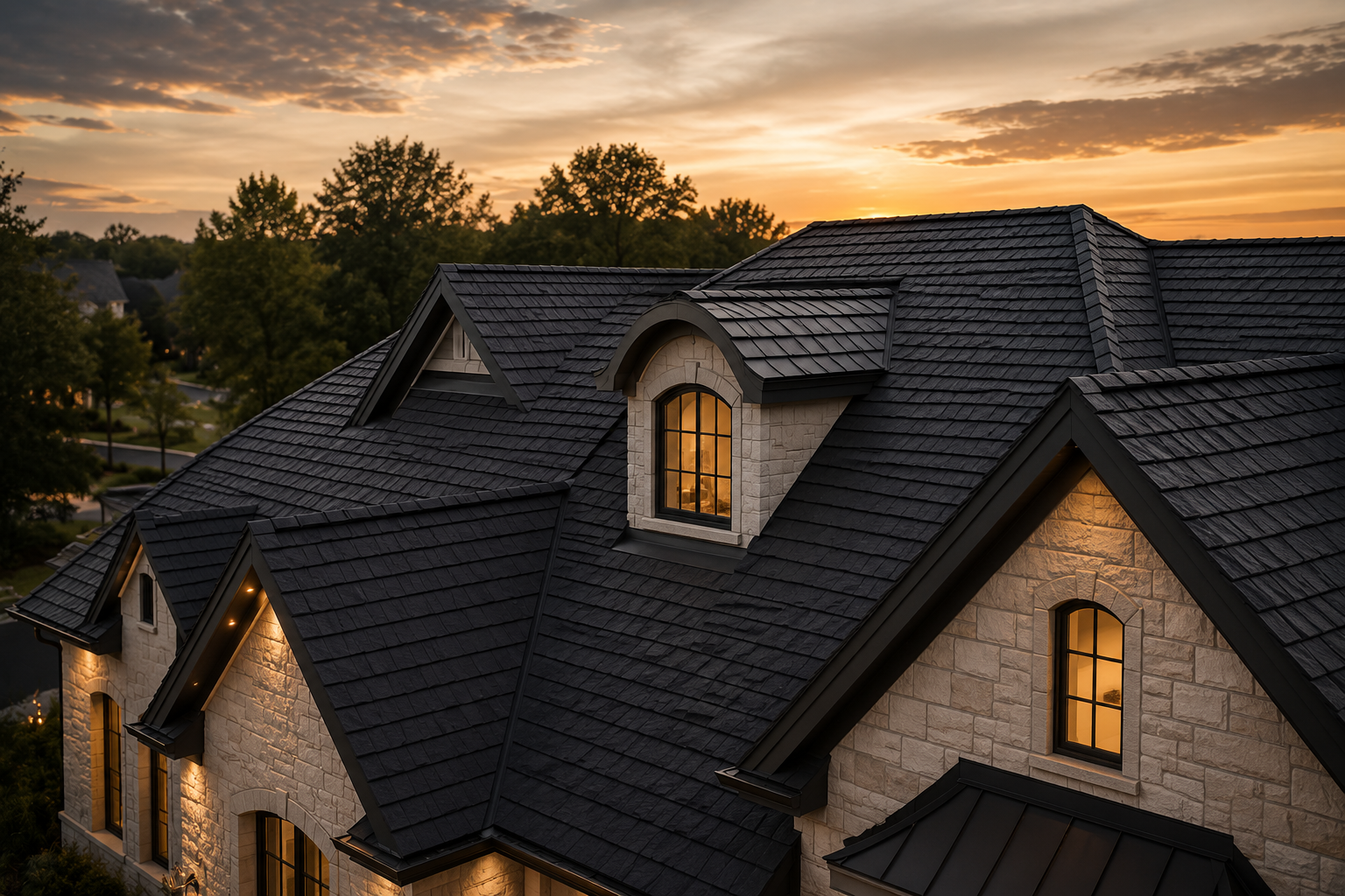 Luxury roofing and custom home exterior